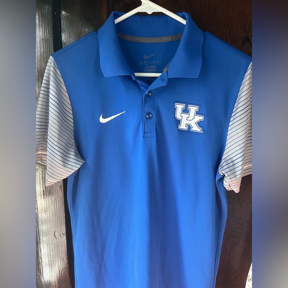 Nike Royal Blue Polo with Gray Stripes, University of Kentucky